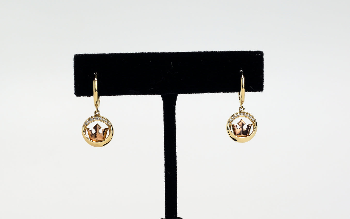 Crown circle earrings