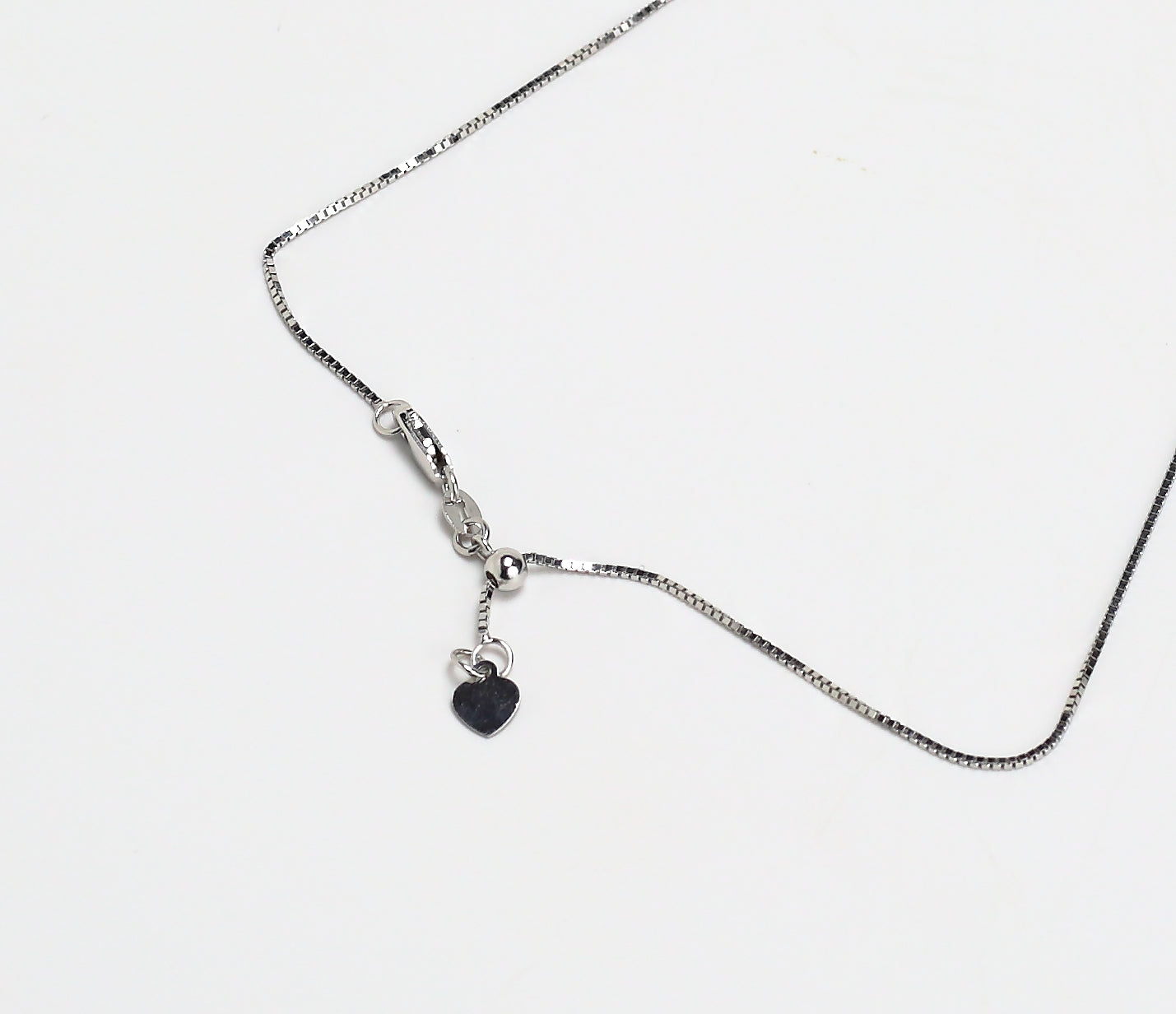 White Gold Box link Necklace